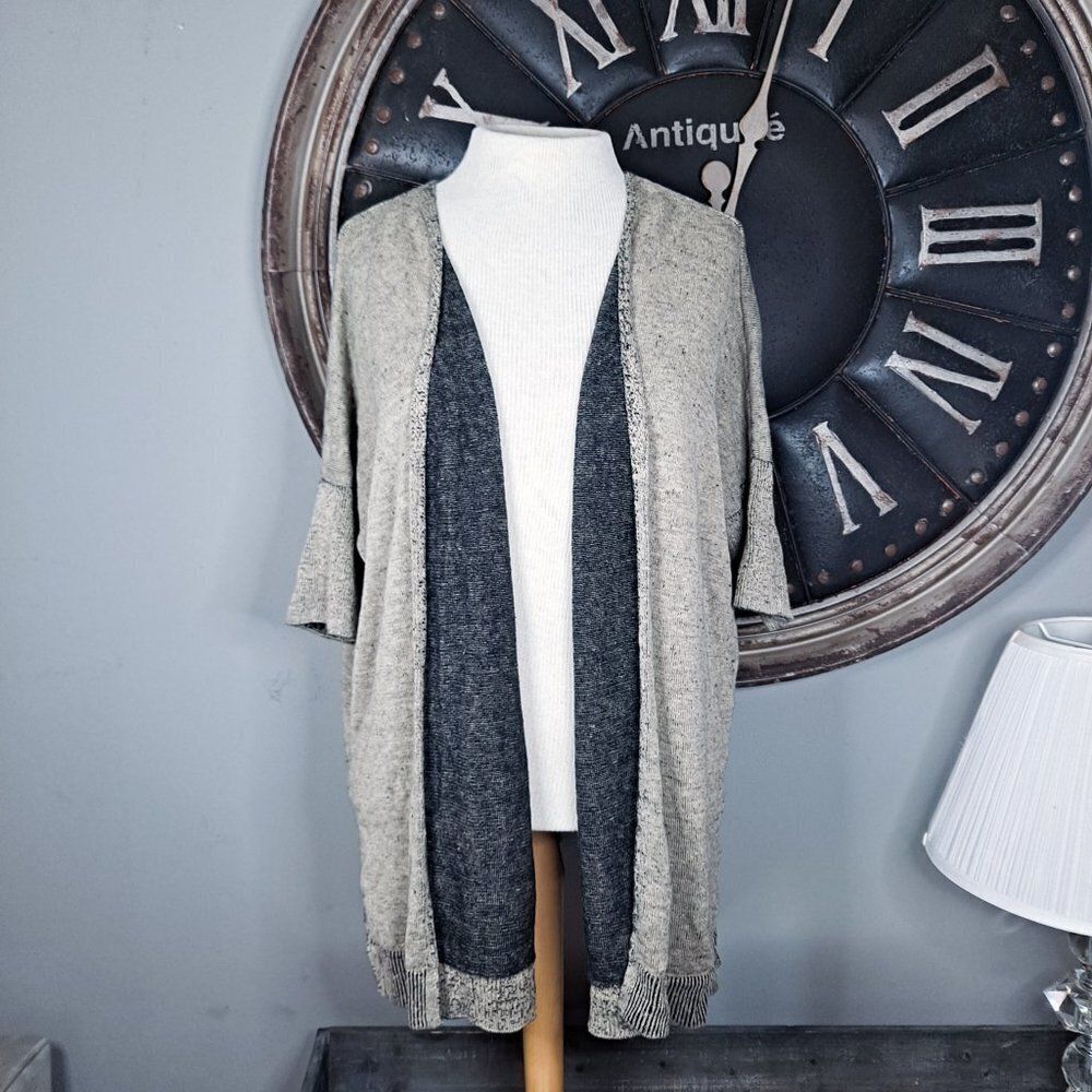 White & Warren Drape Open Cardigan Linen Small